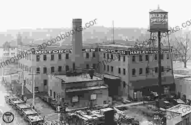 A Black And White Photograph Of A Harley Davidson Factory In The 1950s, With Workers Assembling Motorcycles. The Legend Of Harley Davidson