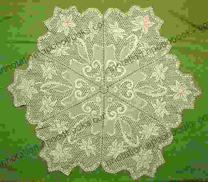 An Intricate Filet Crochet Pattern Featuring Daffodil Motifs On A Background Of Delicate Lacework. Daffodil Altar Lace Filet Crochet Pattern