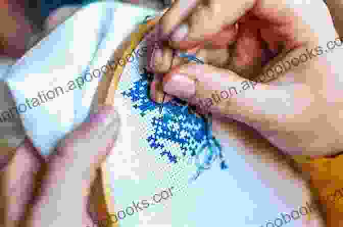 Close Up Of A Hand Stitching A Giant Cross Stitch Project Giant Cross Stitch Modern Art