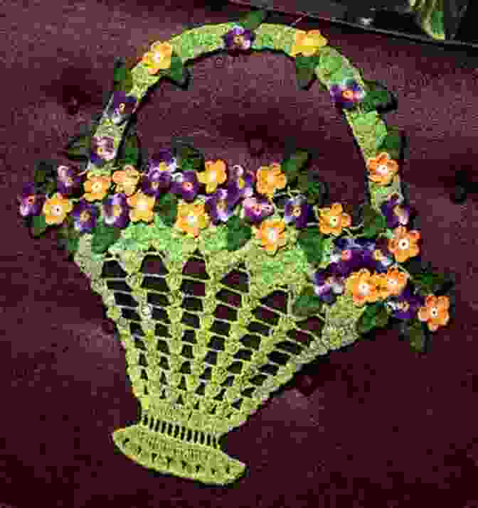 Filet Crochet Flower Basket Panel Displayed As A Stunning Home Decoration Flower Basket Panel Filet Crochet Pattern: Complete Instructions And Chart