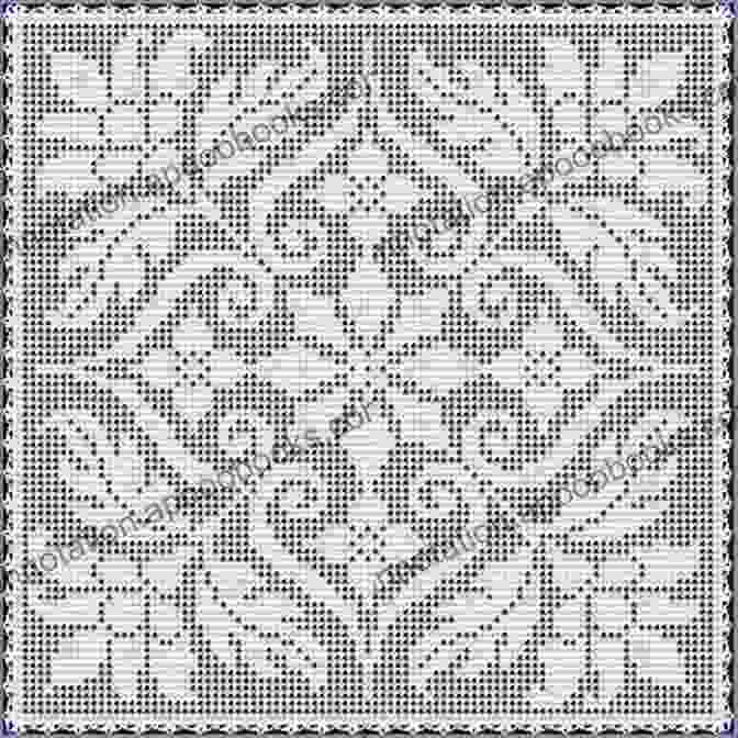 Intricate Filet Crochet Pattern Showcasing A Blooming Flower Basket Flower Basket Panel Filet Crochet Pattern: Complete Instructions And Chart