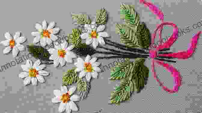 Pictorial Guide To Embroidering A Daisy Blossom EMBROIDERY FLOWERS STITCHES: Basic Flowering Embroideries Stitches With Step By Step Pictorial Projects Guide